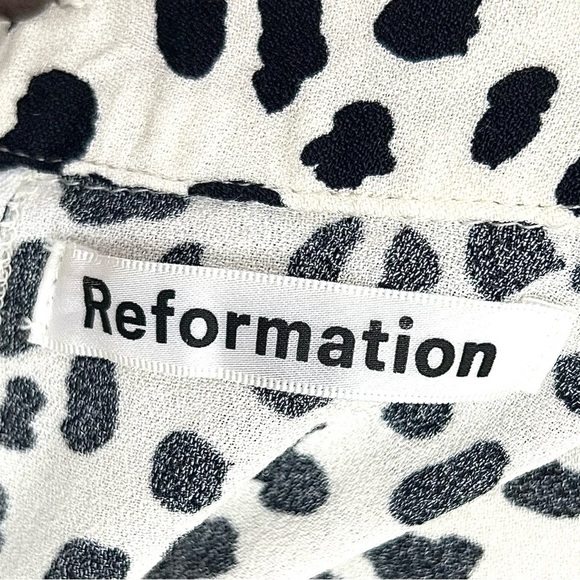 Reformation Bea Midi Skirt Ocelot Animal Print Leopard Spots Dots Black Size 6 - Picture 4 of 16